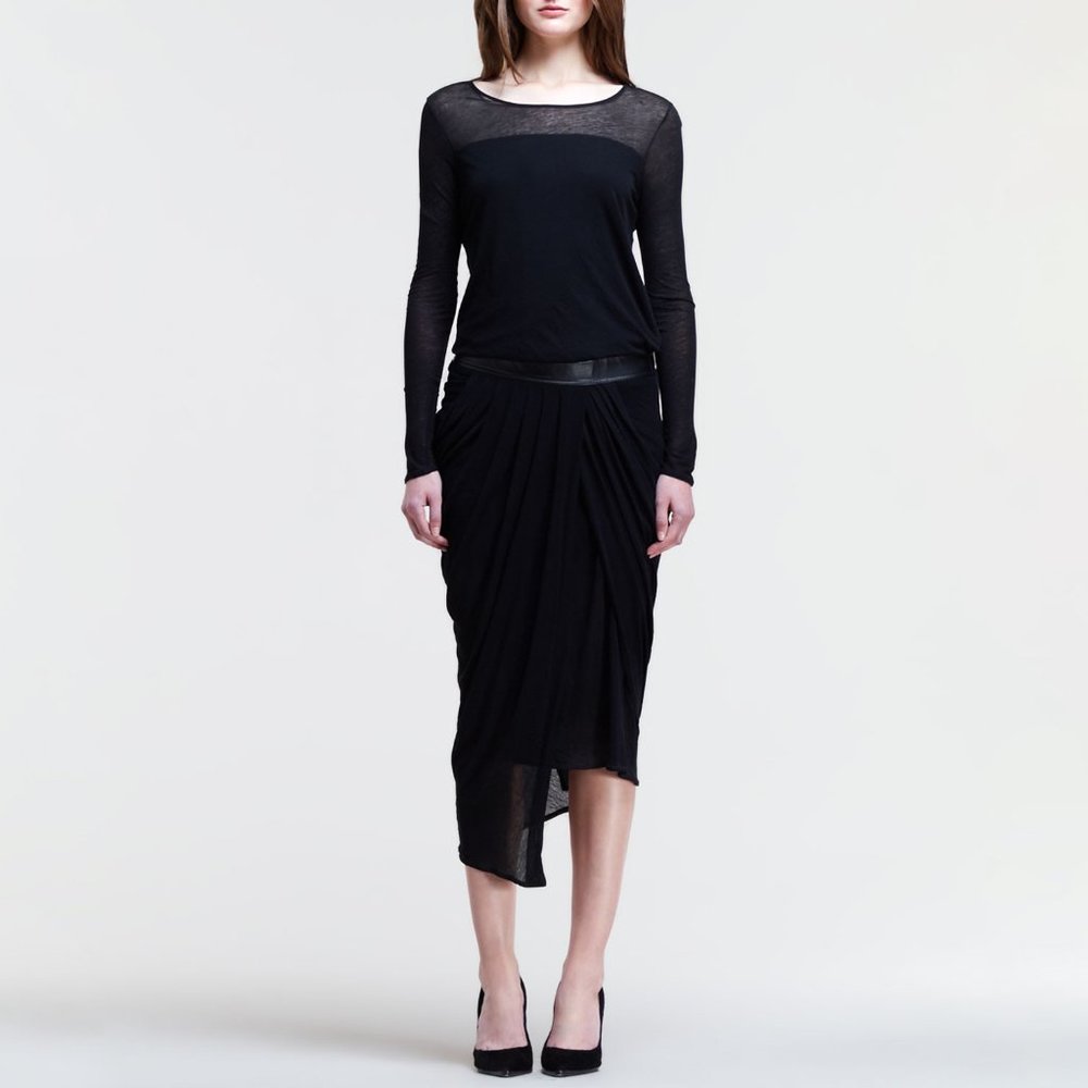 Helmut Lang  Long-Sleeve Uneven Drop-Waist Dress